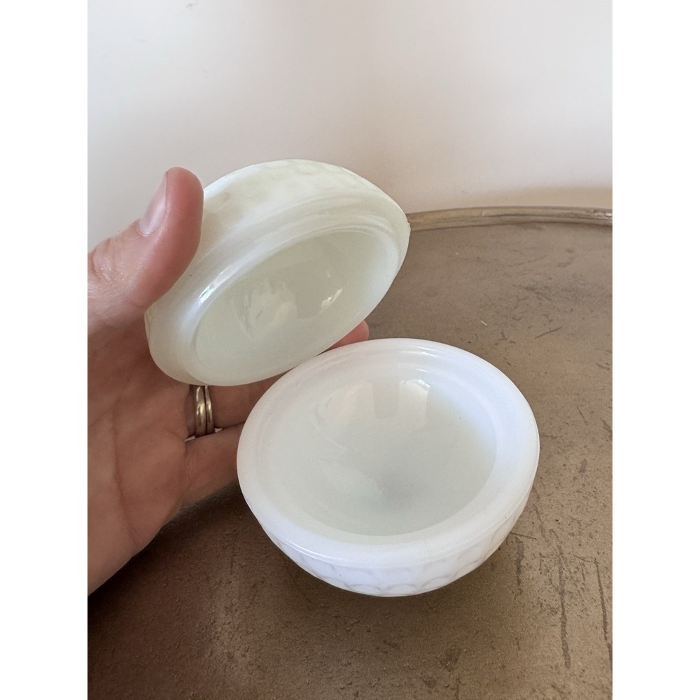 Milk Glass Golf Ball Trinket Container Box Bowl Gift Keepsake